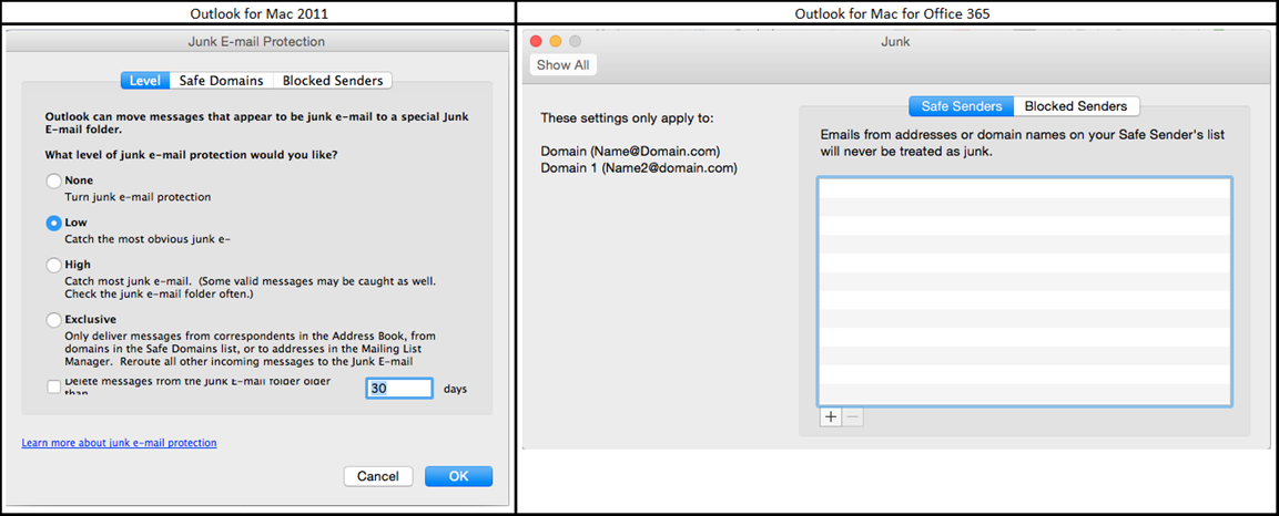 mac email account settings outlooks